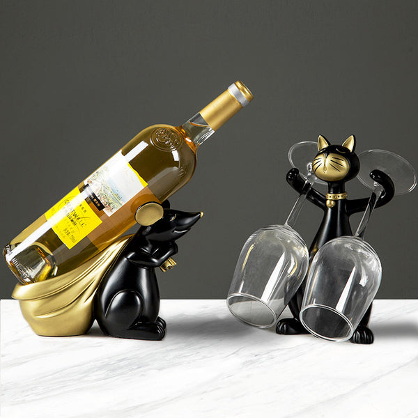 Resin Mouse and Cat Wine Drink Holder