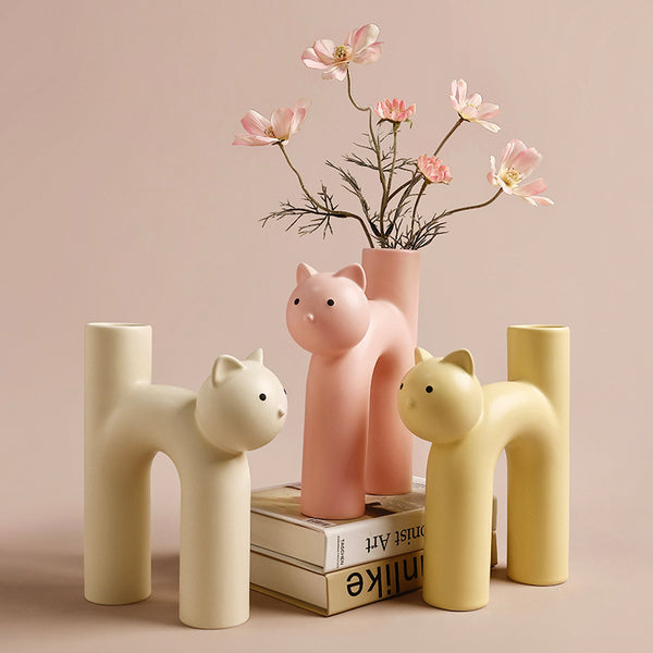 Cat Shaped Ceramic Vase