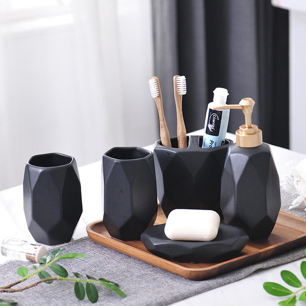 Monochrome Ceramic Bathroom Set