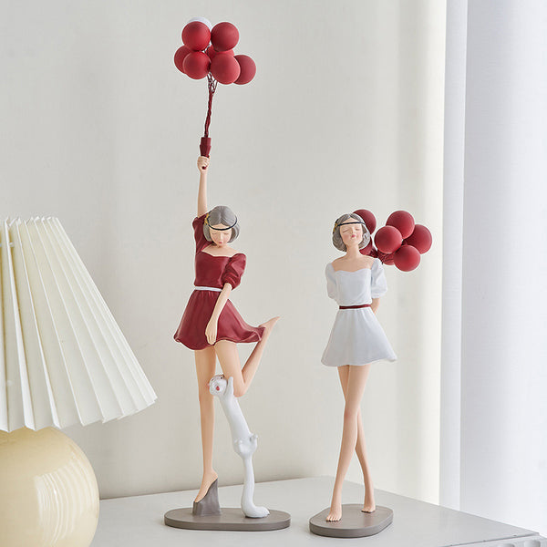 Elegance Resin Balloon Girl Sculpture