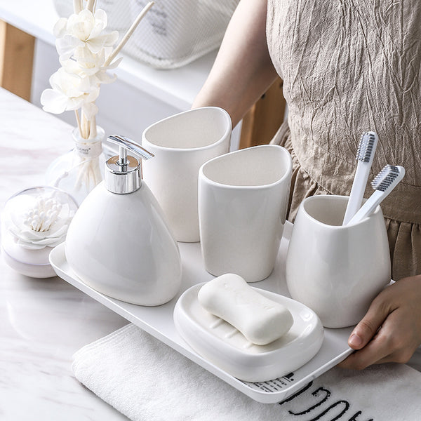 Elegant White Porcelain Bathroom Set