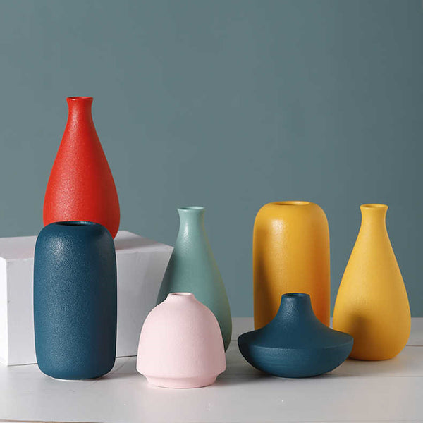 Vibrant Spectrum Ceramic Vase Set