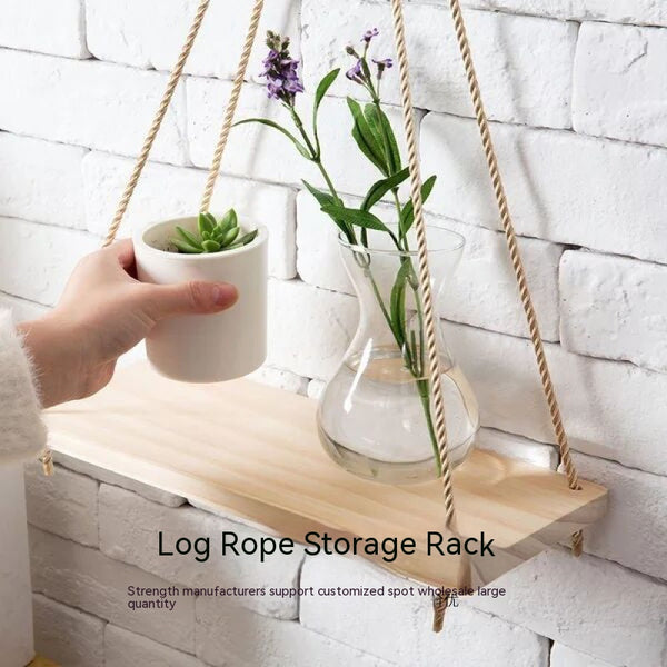 Wall Decorations Log Hang Rope Flower Pot Storage Rack