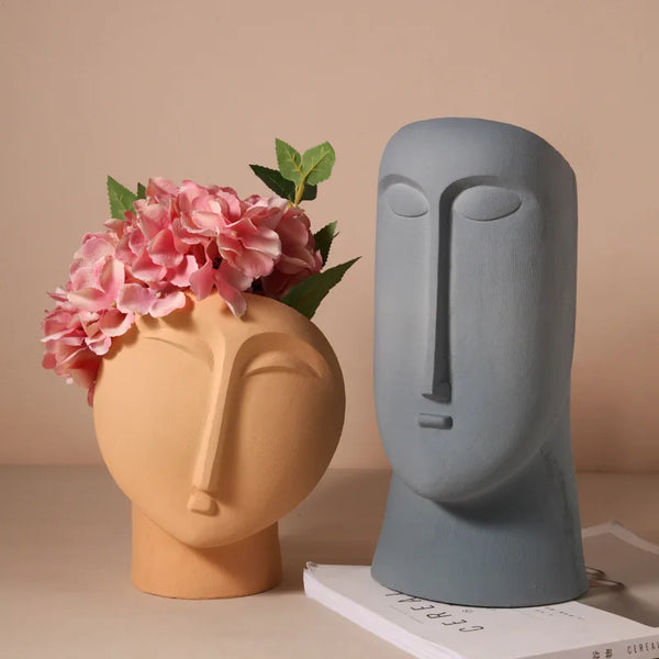 Ceramic Human Face Vase