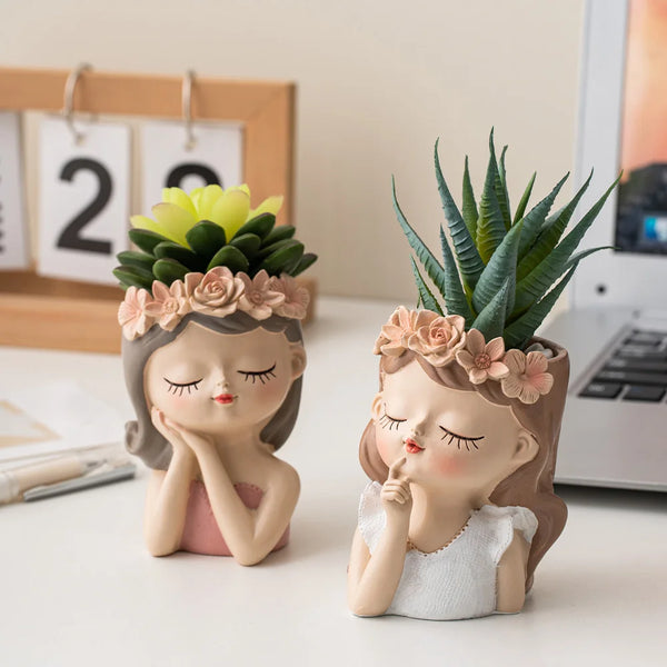 Flower Pots Cute Girl Planters