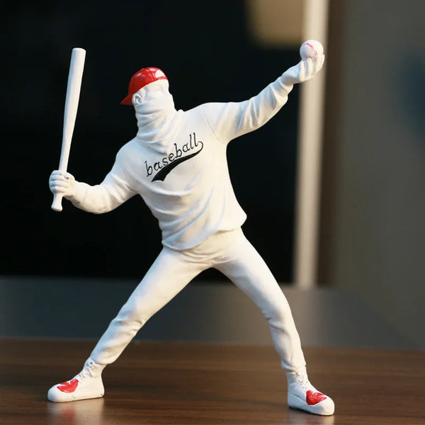 Vintage Resin Baseball Player Statue