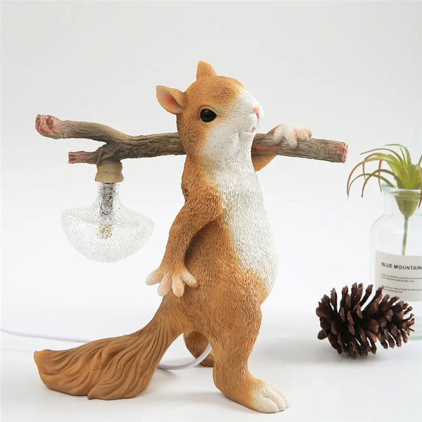 Squirrel Resin Table Lamp Decor