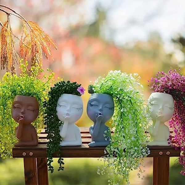 Multicolor Flower Pot Dolls Resin