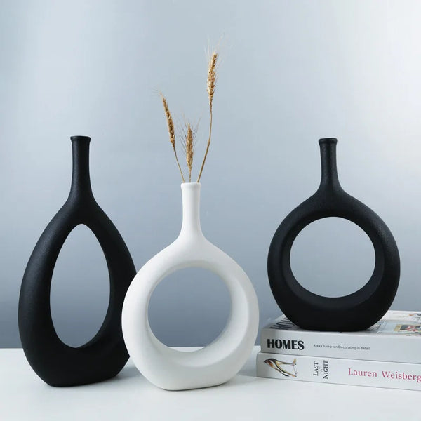 Monochrome Hollow Ceramic Vase